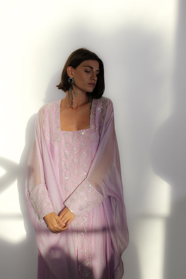 Lavender Kaftan in Glitter Organza
