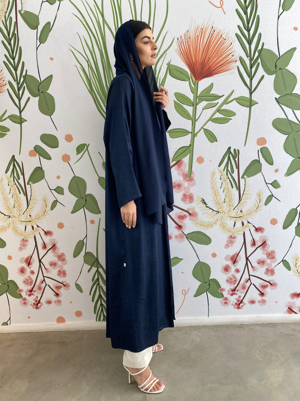 Blue Jacket style crinkle cotton abaya