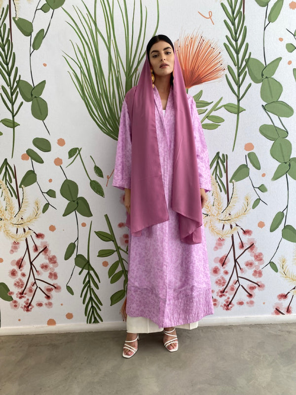 Pink Floral sustainable soft cotton Abaya