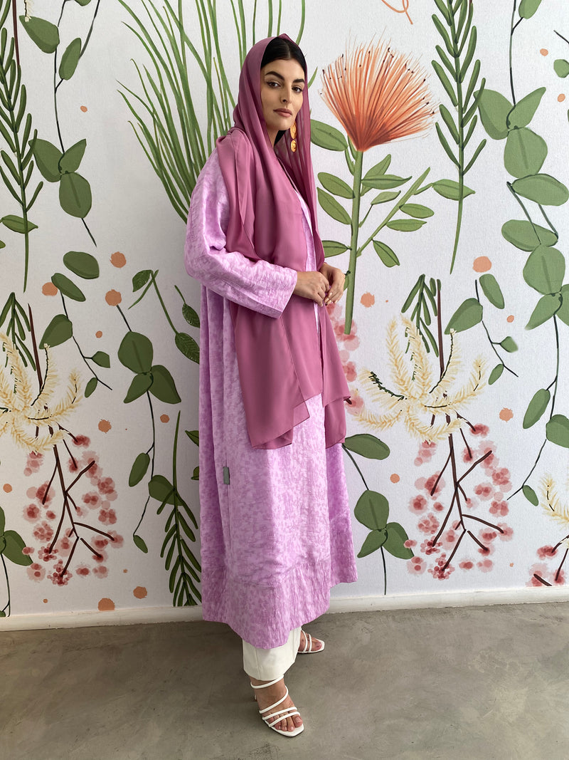 Pink Floral sustainable soft cotton Abaya