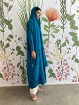 Blue Floral sustainable soft cotton Abaya