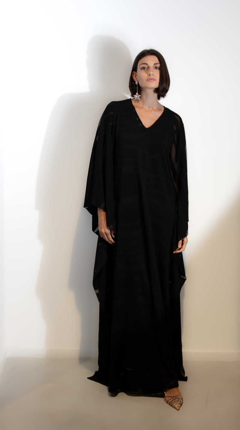 Black Self striped kaftan