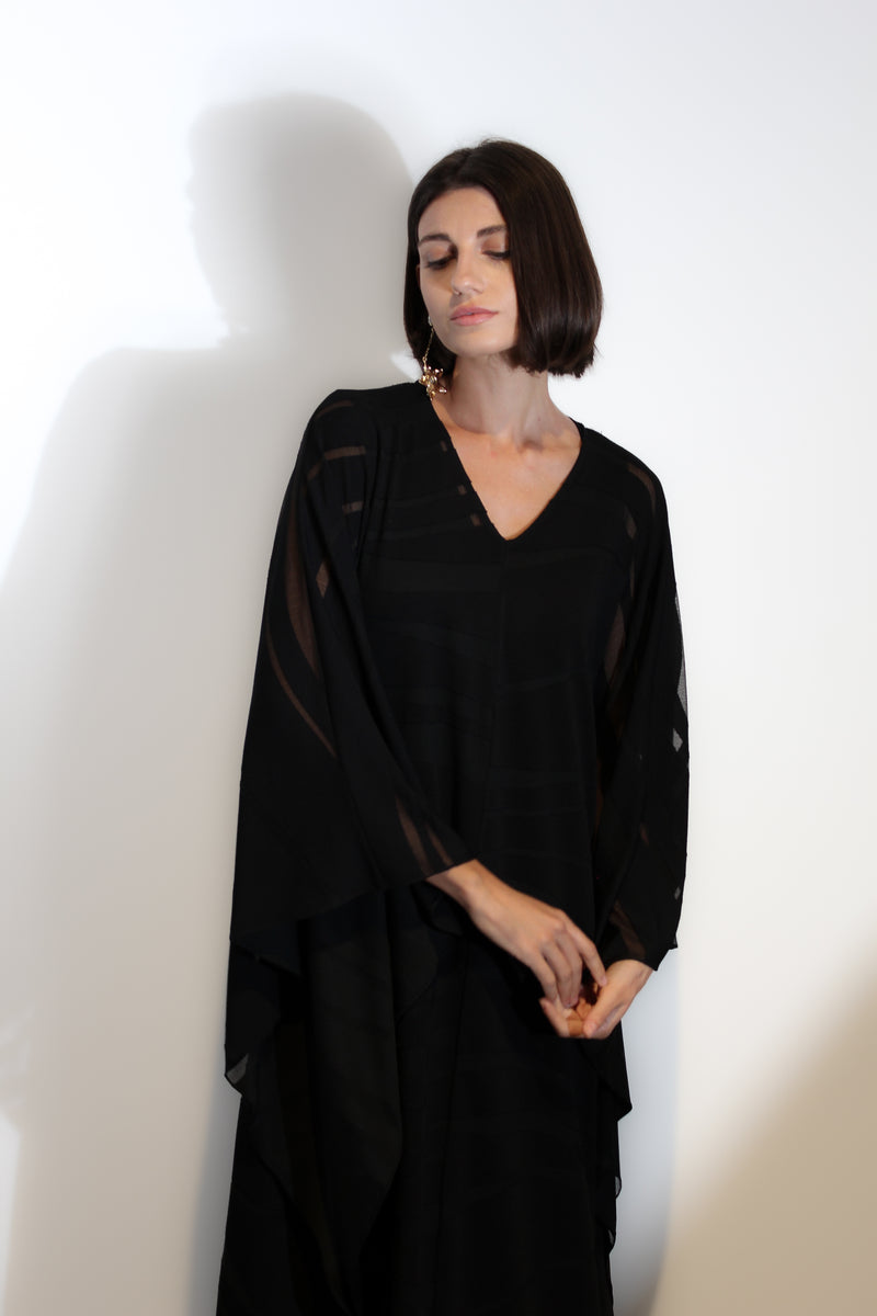Black Self striped kaftan