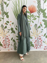 Green Floral Floral sustainable soft cotton Abaya
