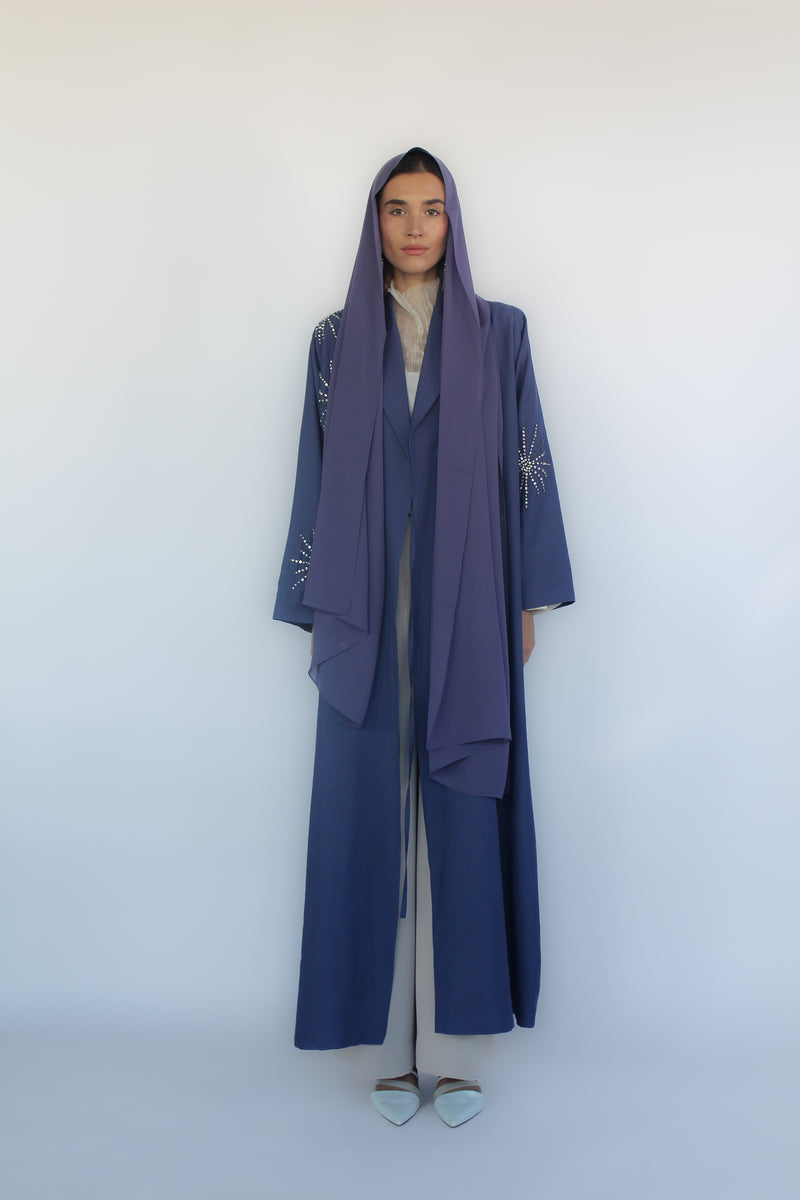 Violet Jacket collar Robe Abaya
