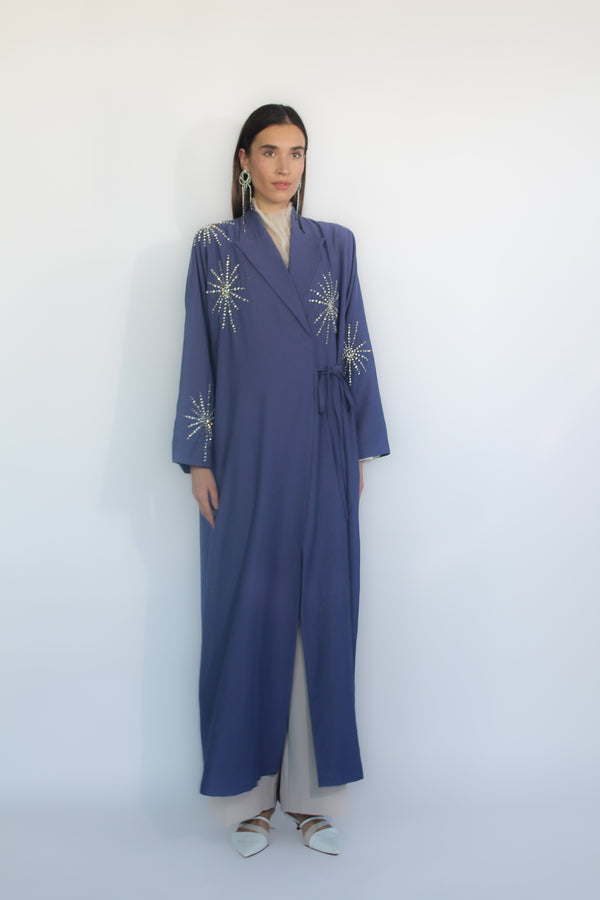 Violet Jacket collar Robe Abaya