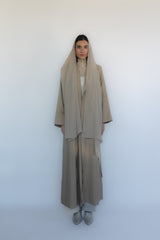 Beige Jacket collar Robe Abaya