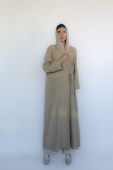 Beige Jacket collar Robe Abaya