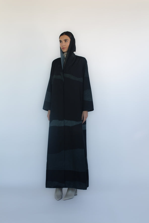 Black wave print Abaya