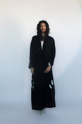 Luna cut abaya in black desert cotton embroidery