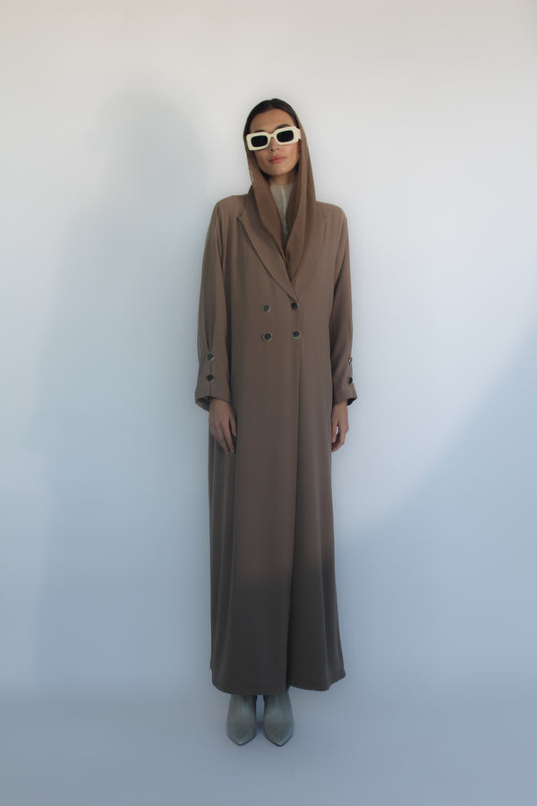 Camel Beige Jacket collar Abaya