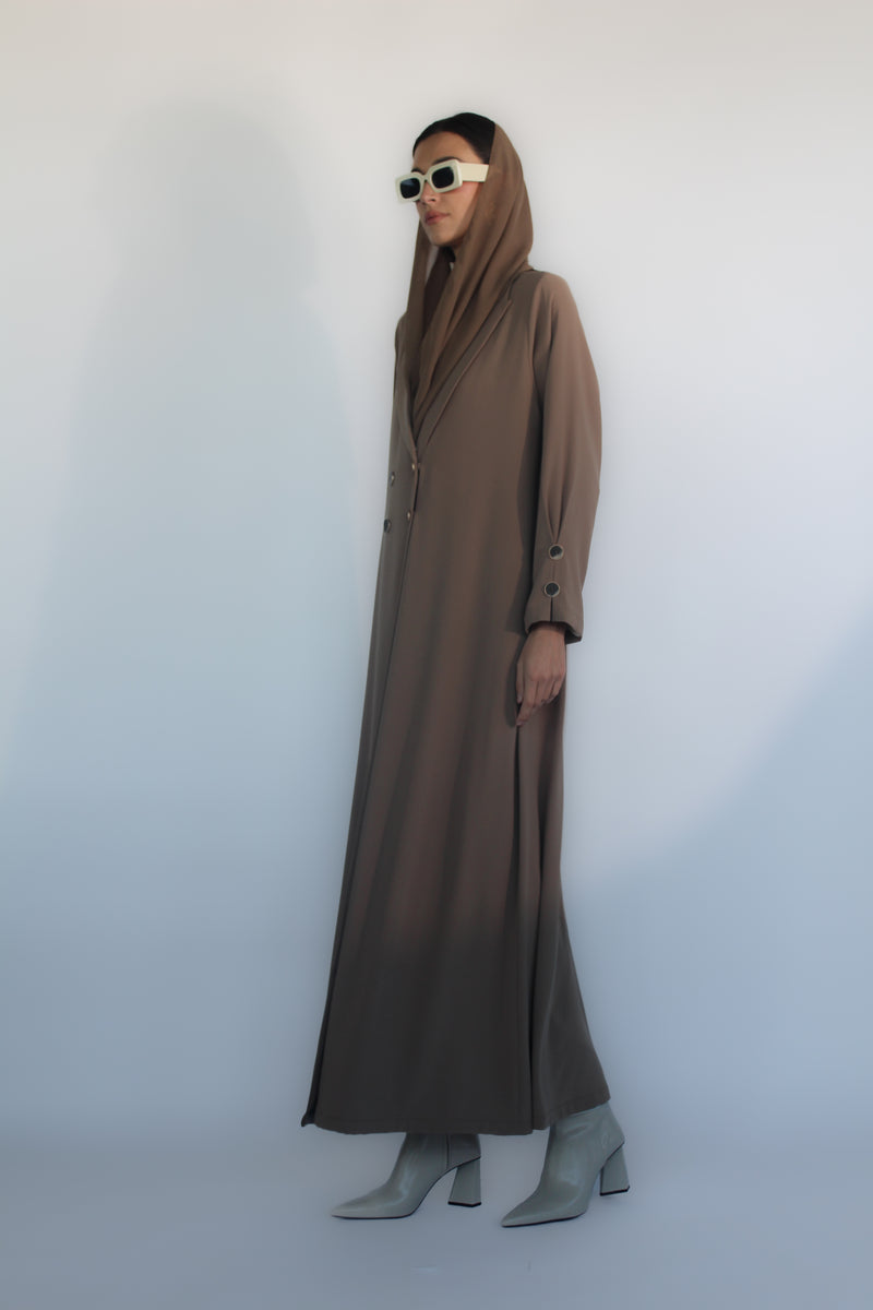 Camel Beige Jacket collar Abaya