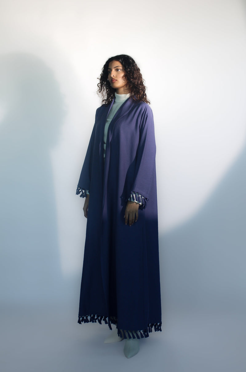 Indigo blue Shawl collar Abaya