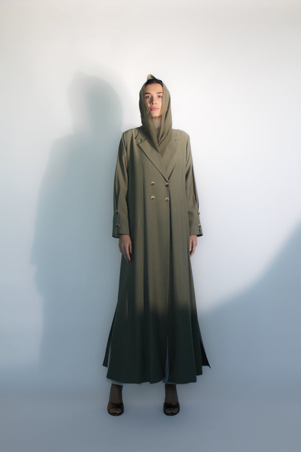 Olive Green Jacket collar Abaya