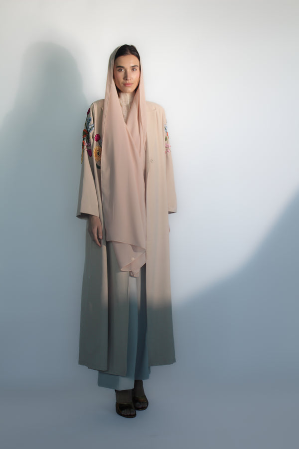 Beige Sunflower Garden Abaya