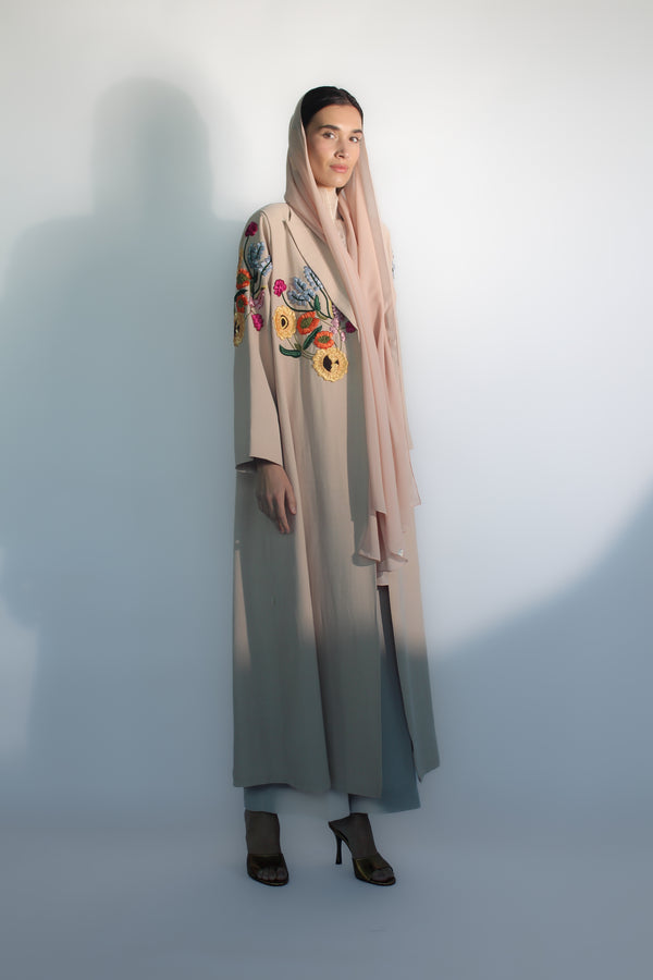 Beige Sunflower Garden Abaya