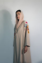 Beige Sunflower Garden Abaya