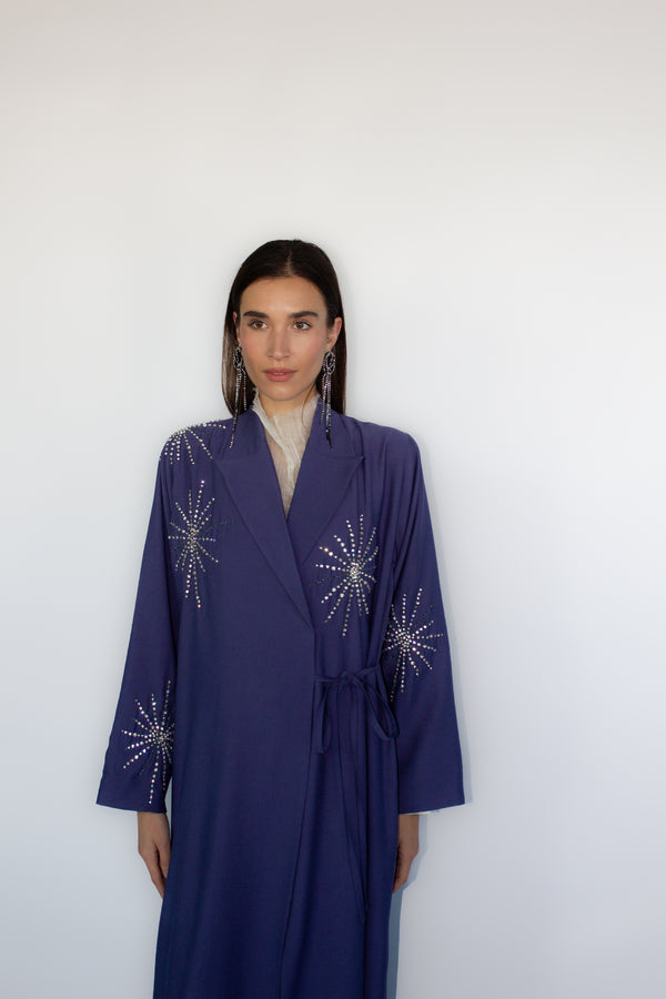 Violet Jacket collar Robe Abaya