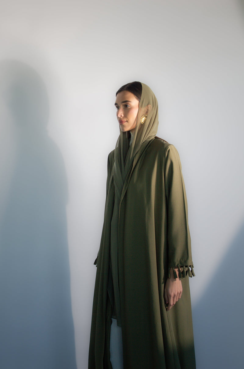Mud Green Shawl collar Abaya