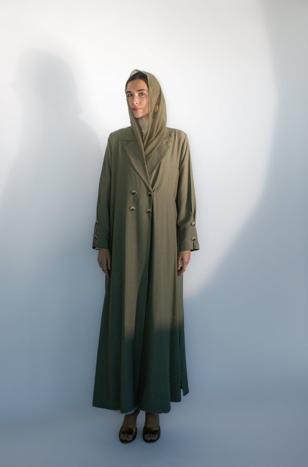 Olive Green Jacket collar Abaya