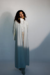 Zianah cut abaya in white desert cotton embroidery