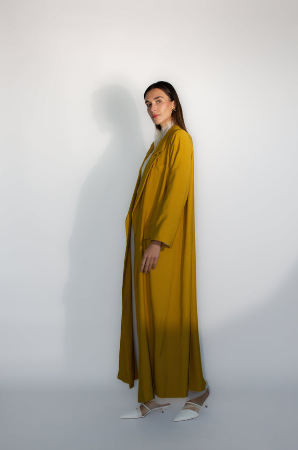 Mustard Notched Collar Abaya