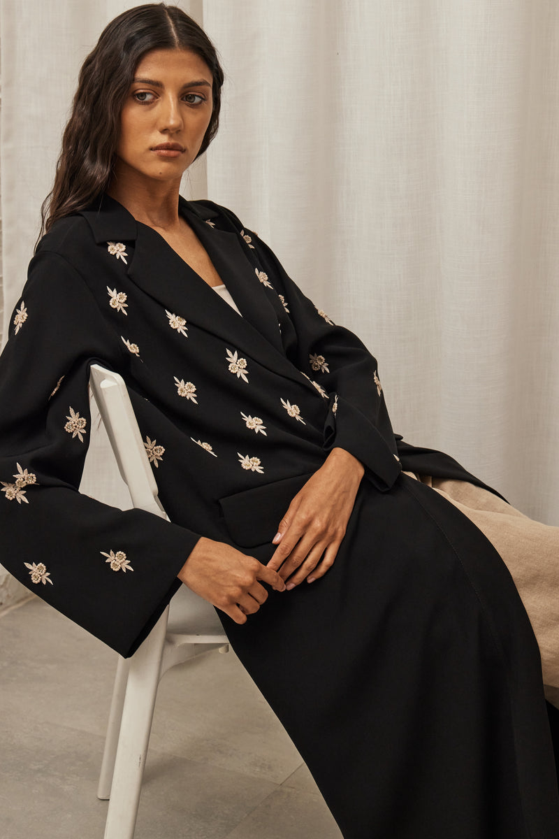 Jasmine Embroidery Abaya in Black