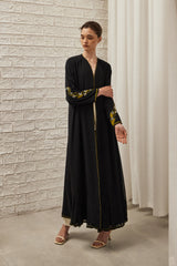 Lily Drop Embroidery Abaya in Black