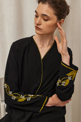 Lily Drop Embroidery Abaya in Black