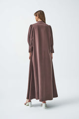 Mandarine Collared Abaya in Brown