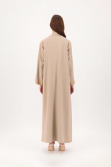 Pom-Pom Dahlia Zainah Cut Abaya in Beige