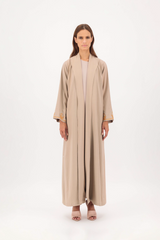 Pom-Pom Dahlia Zainah Cut Abaya in Beige