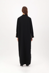 Pom-Pom Dahlia Zainah Cut Abaya in Black