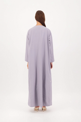 Round Neck Anchor Thread Abaya in Grey