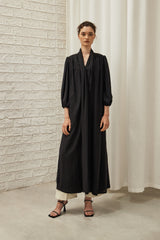 Shoulder Padded Abaya in Black