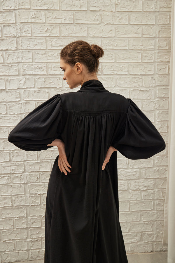 Shoulder Padded Abaya in Black