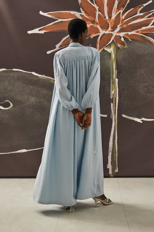 Shoulder Padded Power Abaya in Sky Blue