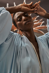 Shoulder Padded Power Abaya in Sky Blue