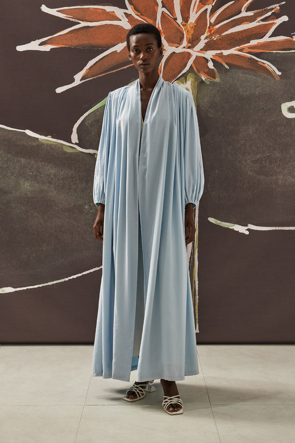 Shoulder Padded Power Abaya in Sky Blue