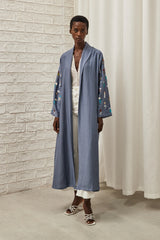 Summer Floral Garden Abaya in Grey