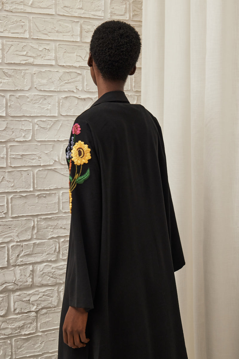 Sunflower Garden Abaya in Black